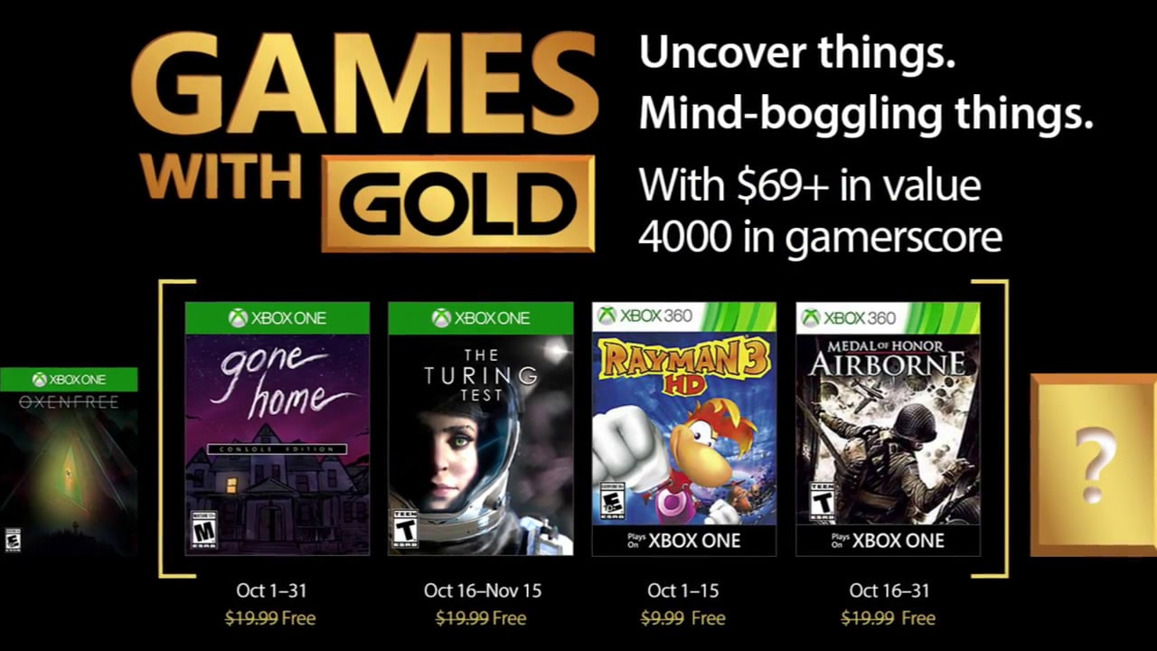 Xbox Games With Gold Oktober